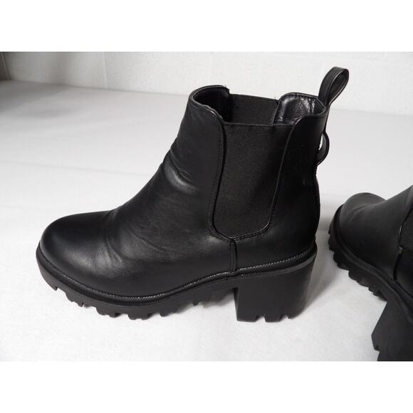 Catherine Malandrino Sz 7.5 Platform Heel Boot Black Pull On Blocky Chunky Y2K - Picture 11 of 16